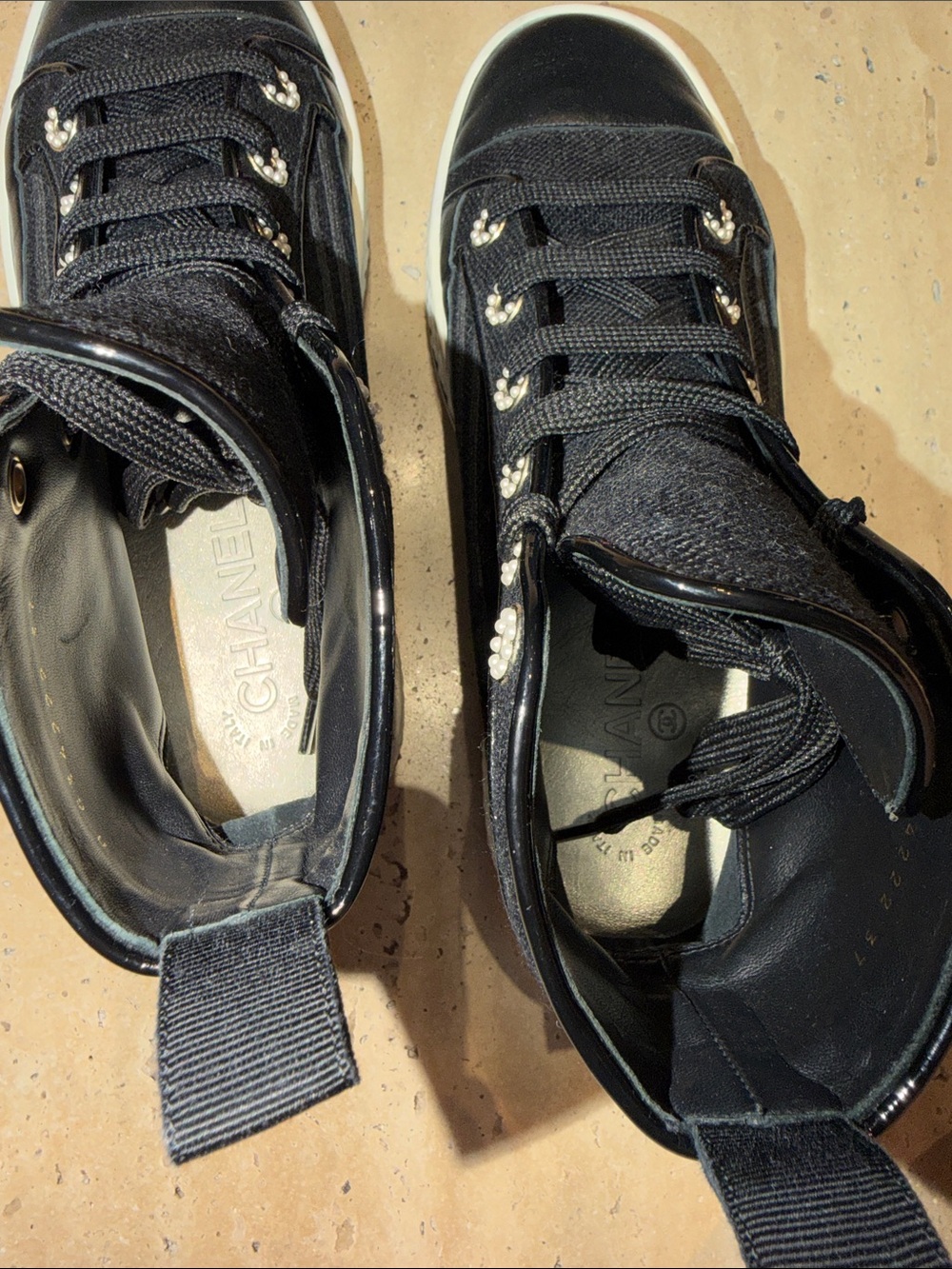 Chanel high top sneaker with pearl detail - Picture 7 of 8